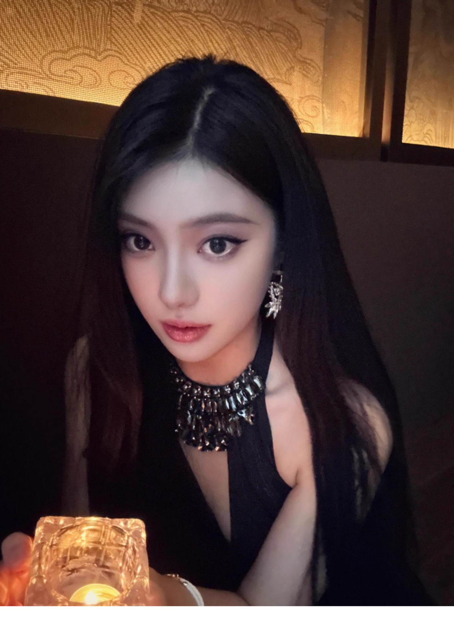 Sexy Black Beaded Halter Neck Dress Short Dress YM1715