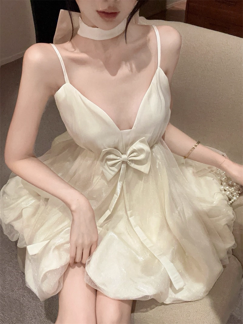 Elegant Light Beige Straps V Neck A Line Birthday Outfits Short Party Dress YM2189