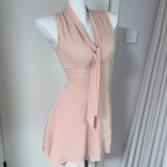 Pink Sleeveless Chiffon Short Vacation Dress Cocktail Dress YM2073