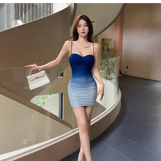 Sexy Blue Ombre Sheath Short Party Dress YM2251