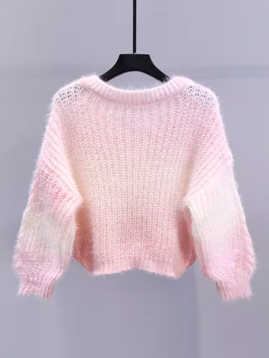 women's gradient rainbow twist sweater YM646