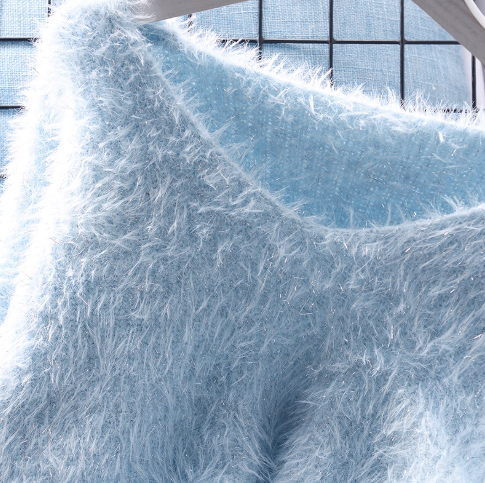 Blue Short Pullover Sweet Soft Knitted Sweater YM2373