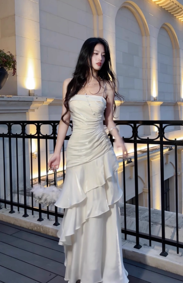 Sexy Straps Prom Dress Irregular Ruffles Mermaid Birthday Dress YM1683