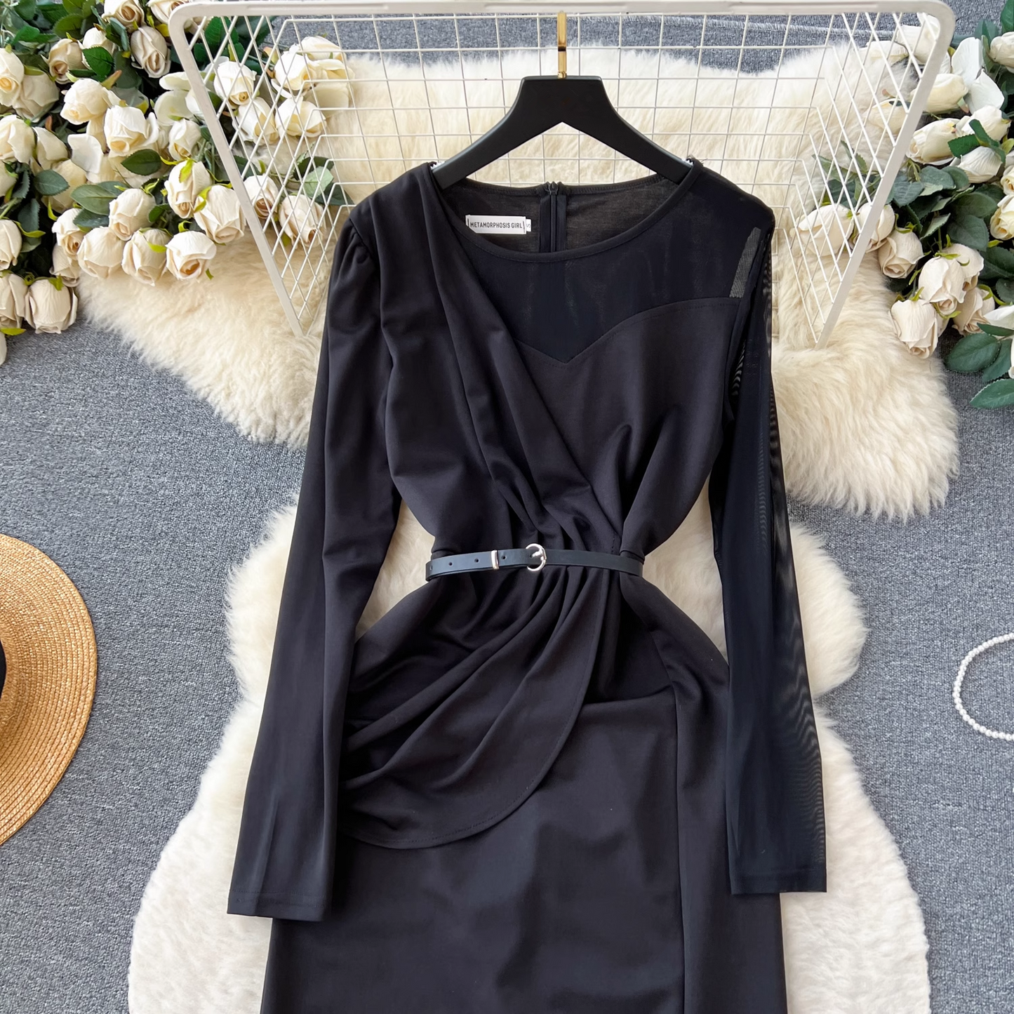 High sense vocation dress long skirt women's pleated long summer dress YM307