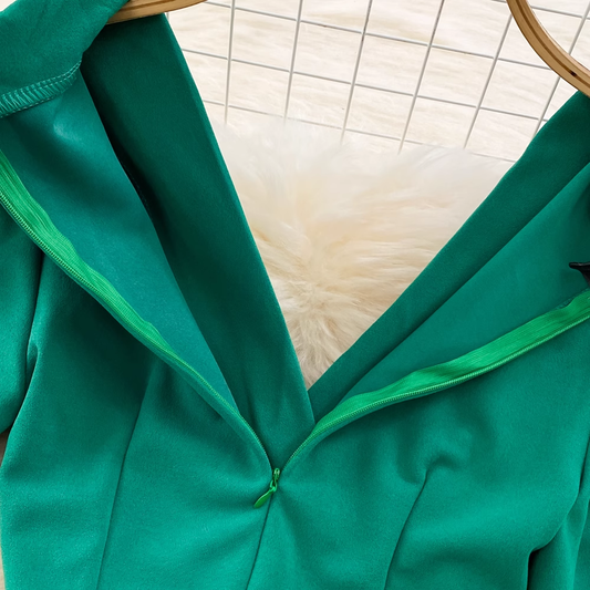 Green V Neck Bodycon Dress YM250