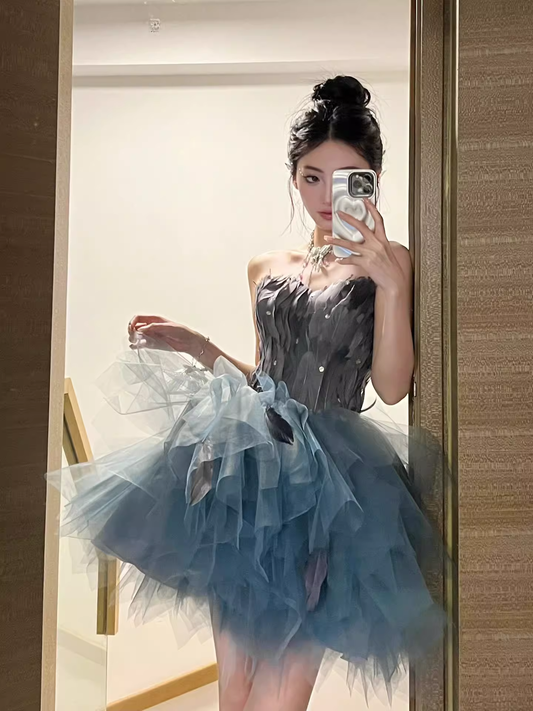 Gorgeous Birthday Short Dress Tulle Strapless Princess Dress YM1661