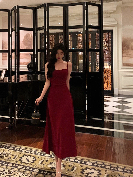 A Line Red Party Dress New Retro Prom Dress YM1593