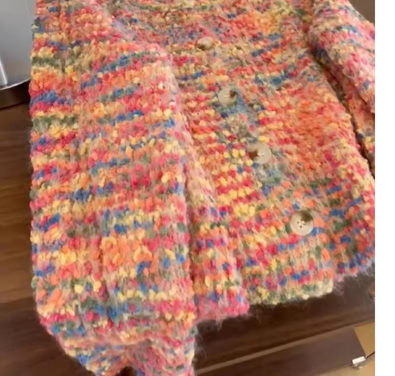 Rainbow pink knitted cardigan sweater jacket YM1910