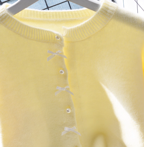 Sweet And Soft Sweater Jacket New Style Yellow Age-Reducing Outerwear Knitted Cardigan YM2375