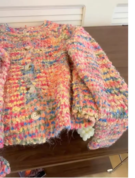 Rainbow pink knitted cardigan sweater jacket YM1910