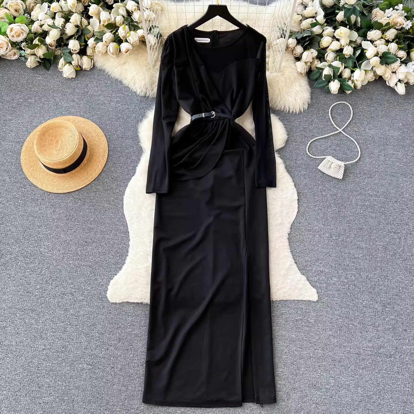 High sense vocation dress long skirt women's pleated long summer dress YM307