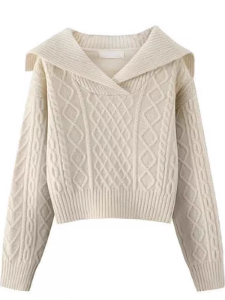 women's large lapel knitted sweater YM374
