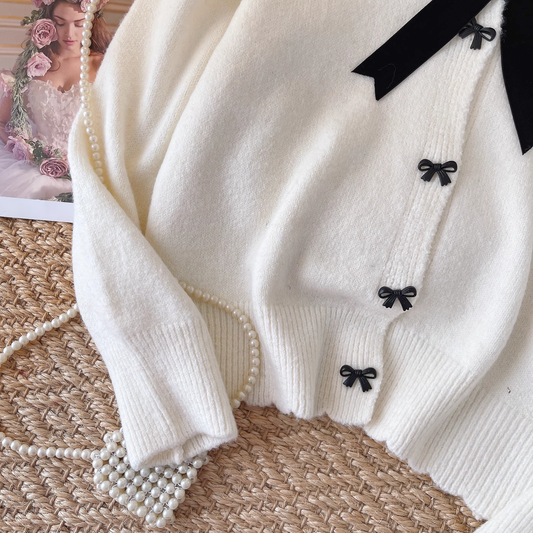 Sweet Cardigan Sweater Doll Collar Lace Butterfly Knitted YM1686