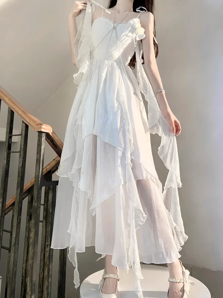 Chic Chiffon White Ankle length Birthday Dress Party Dress YM1624 – ymprom
