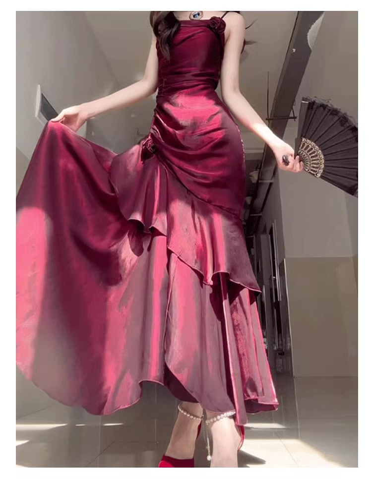 Fishtail Prom Dress French Style Straps Evening Dress YM1637