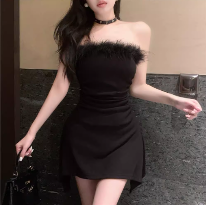 Sexy Strapless White Sheath Short Birthday Dress Holiday Dress YM2333