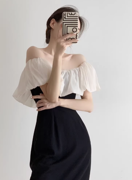 One shoulder dress slim fit long prom party dress YM1941
