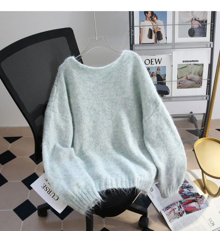 Light Green Sequined 3D Flower Knitted Sweater YM1933