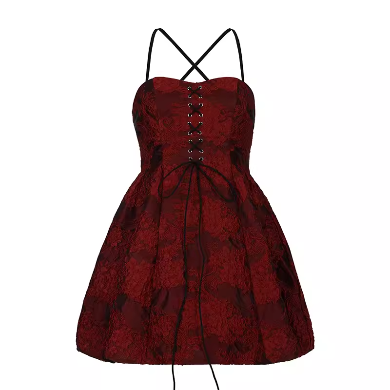 Red A-line Mini Dress YM1344