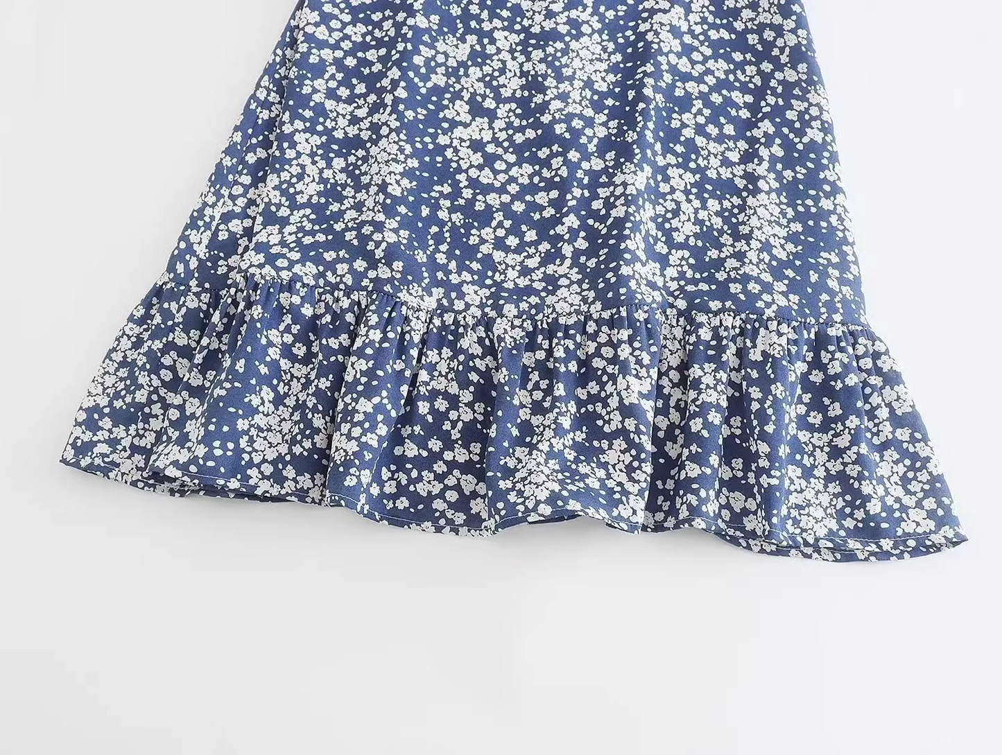 French retro floral one-shoulder halterneck slim dress YM474