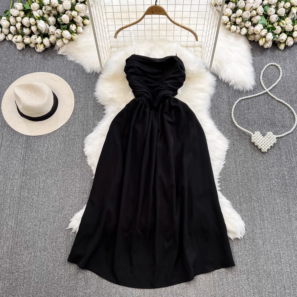pleated mid-length a-line summer dress YM303