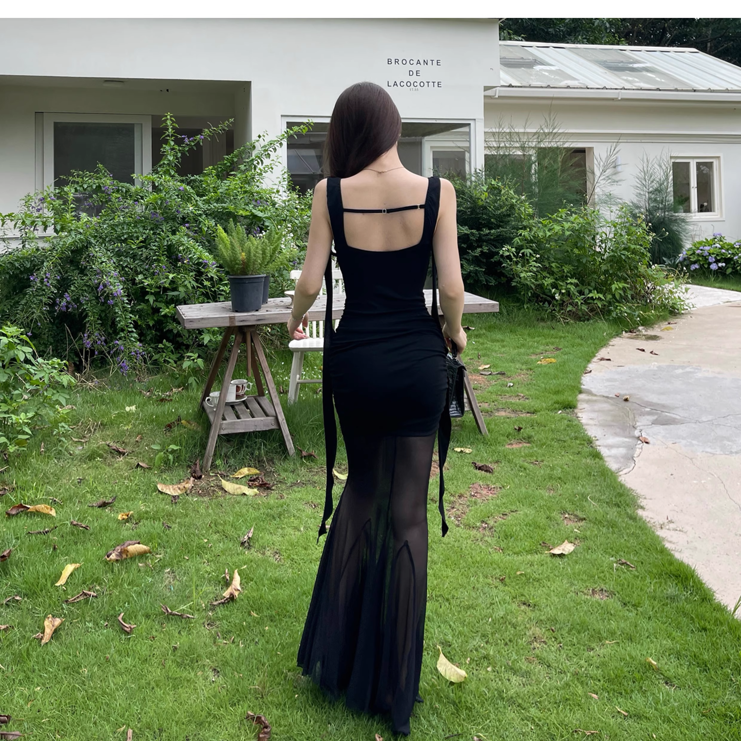 Elegant Black Mermaid Long Holiday Dress Vacation Dress YM2224