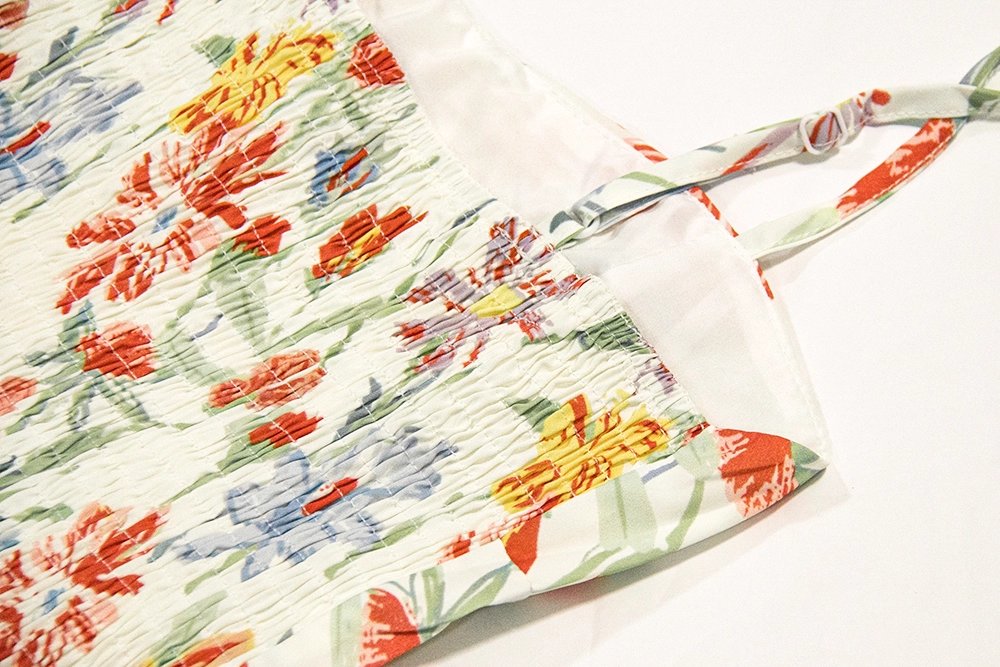 Cute Floral Dress Seaside Vacation Oil Painting Style Suspender Short Dress YM2318