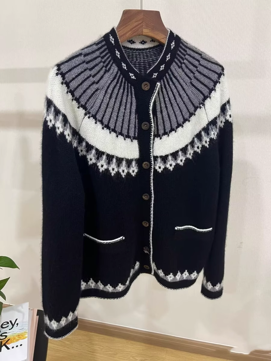 Vintage Jacquard Embroidered Cardigan Sweater YM1866