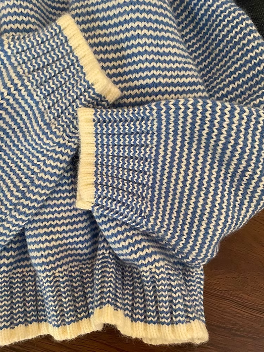 Simple And Fashionable Blue Striped Sweater For Women YM1851