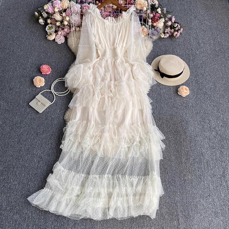 Long sleeves mesh maxi dress YM520