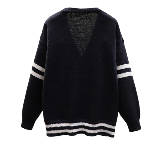 Black Vintage Slouchy Knit Sweater YM2288