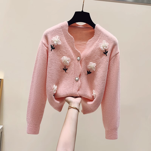 floral sweater coat knitted cardigan YM780