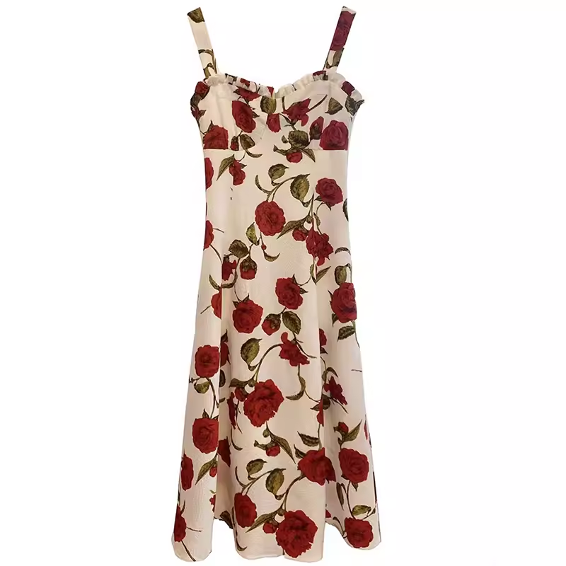 women's spring rose suspender dress YM1507