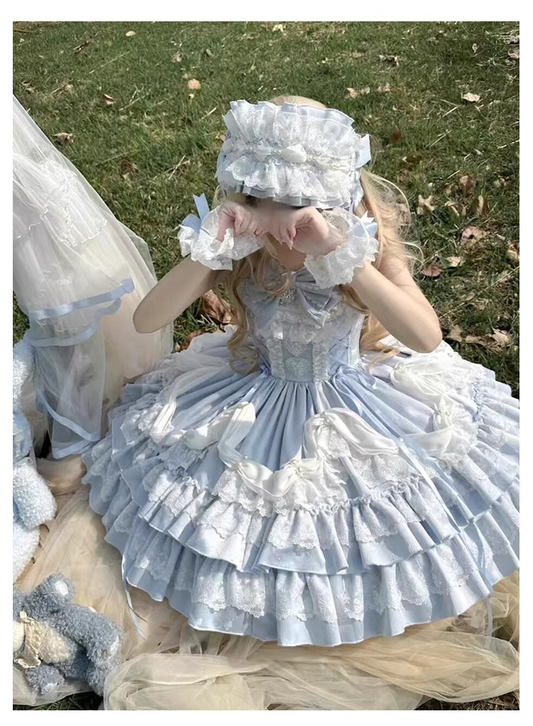 Cute Blue Birthday Party Dress Lolita Princess Dress YM2142