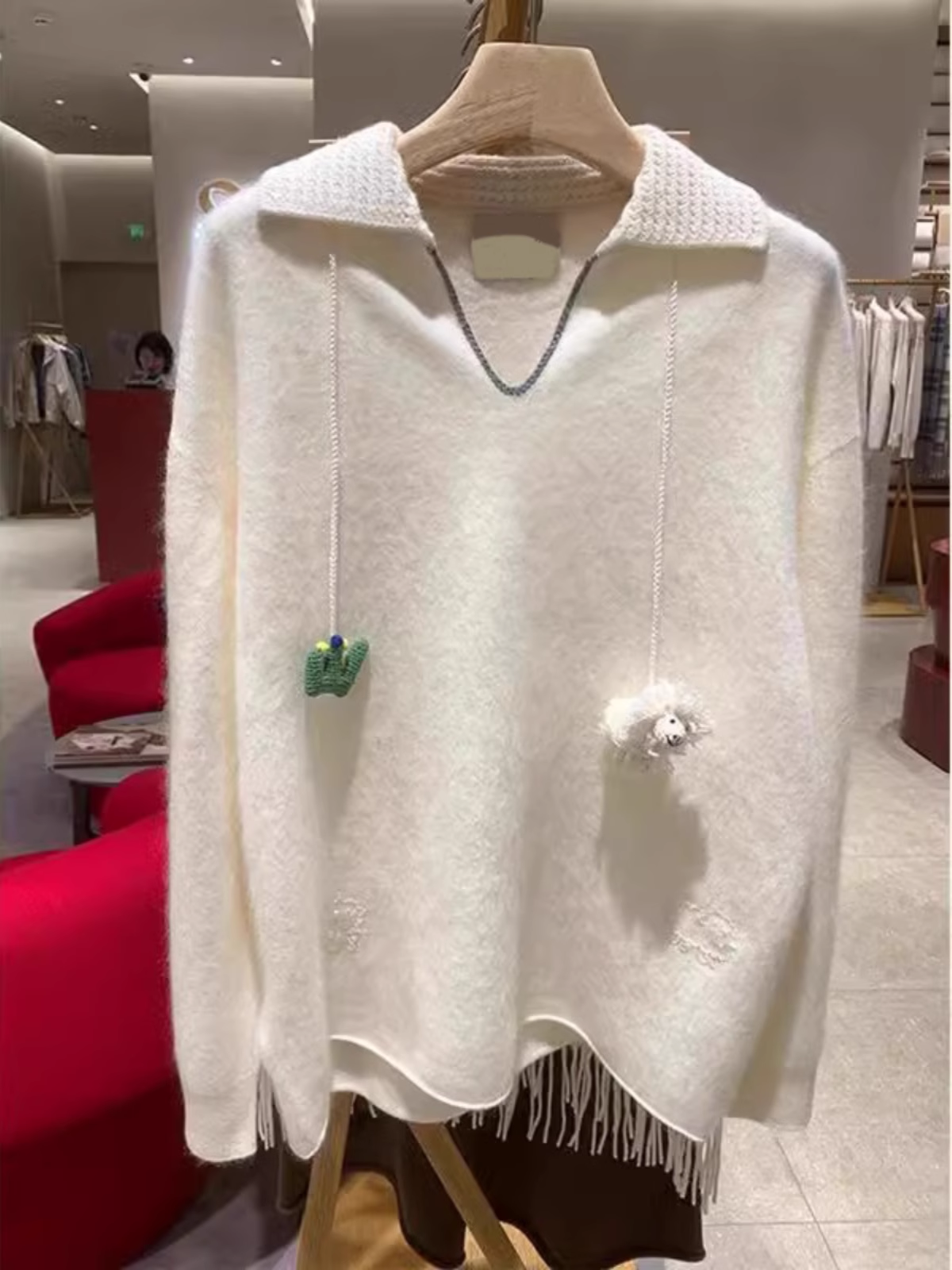 White Korean Retro Loose Sweater YM1854