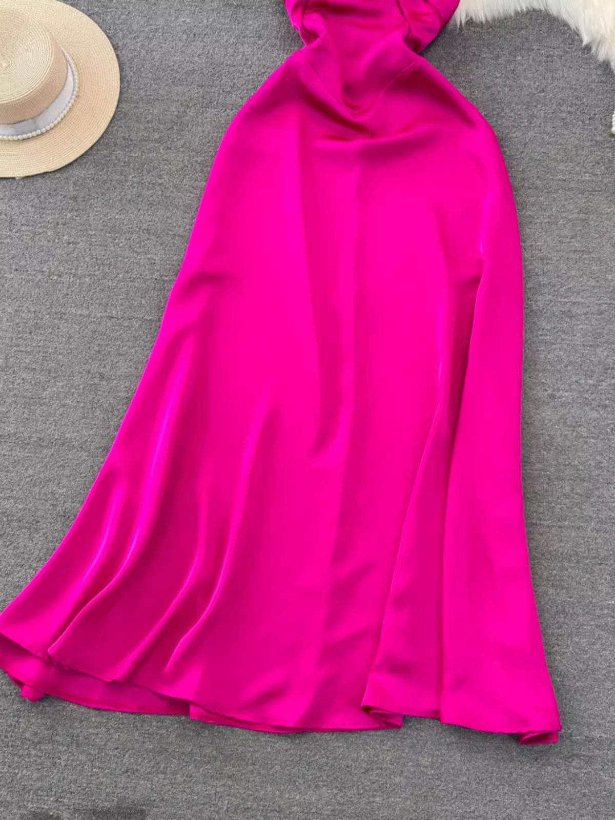 Hot Pink A-line Simple Dress YM998