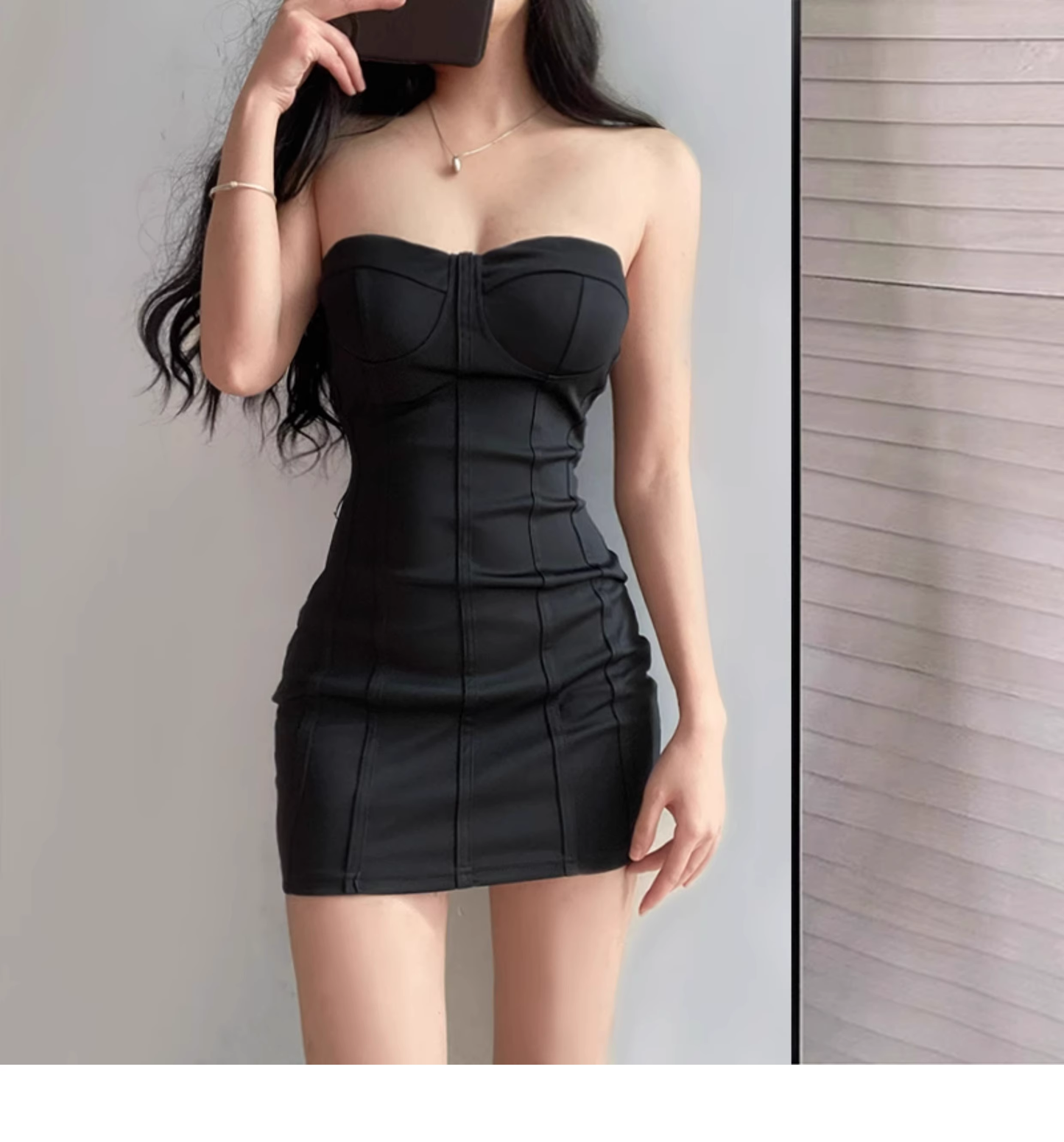 Sexy Strapless Black Sheath Short Party Dress Cocktail Dress YM2192