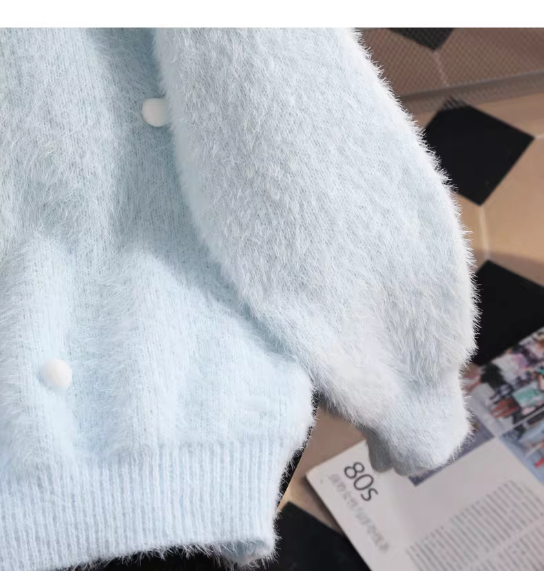 Sweet Collar Blue Snowman Knit Sweater YM2429