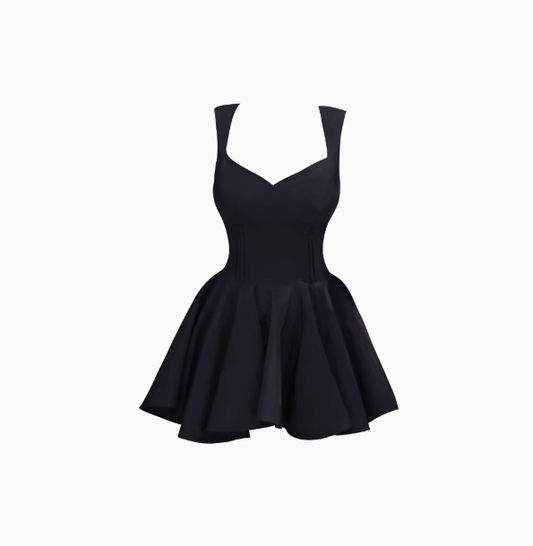 Sexy Black V Neck A Line Short Party Dress Holiday Dress YM2163