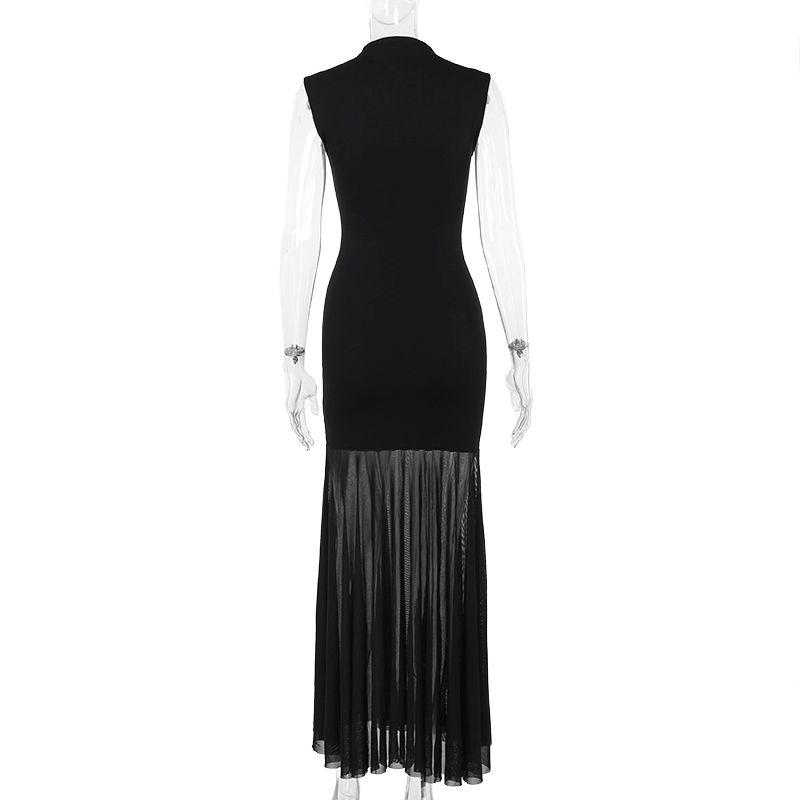 Black Sexy Sleeveless Mermaid Long Holiday Dress Vacation Dress YM2222