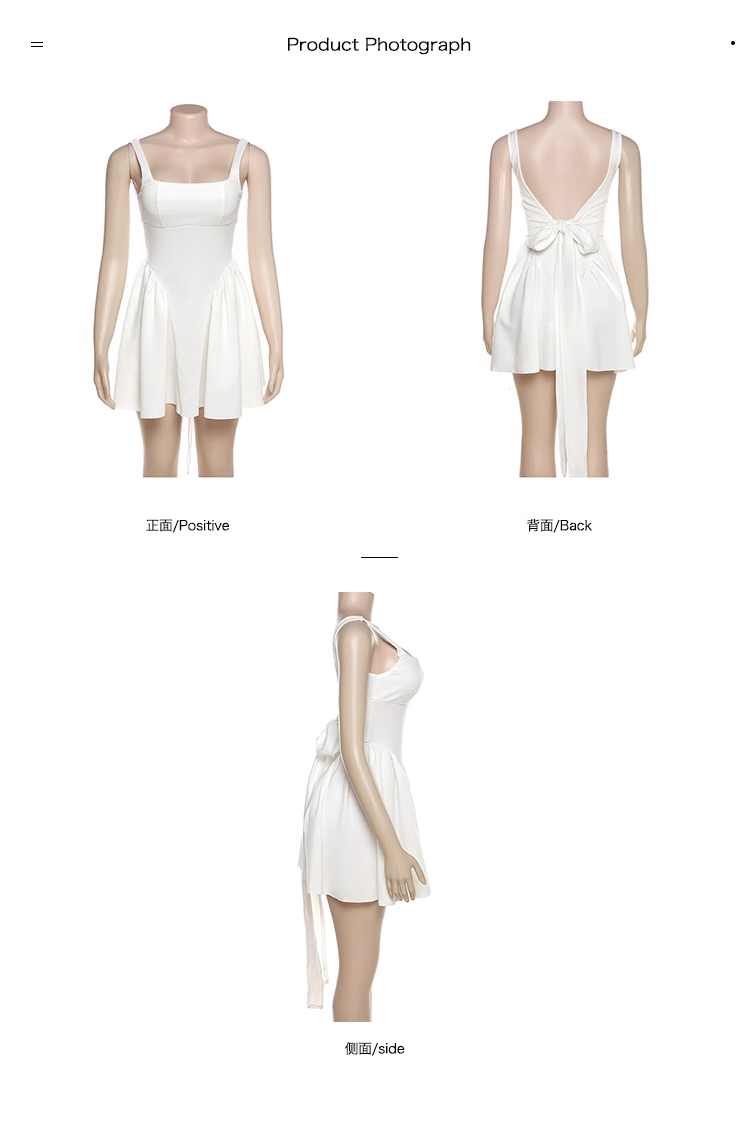 White Backless Dress YM1368