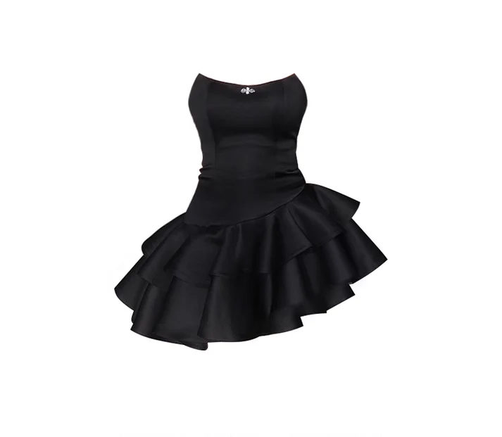 Chic A line black fashion summer short dress ,YM71