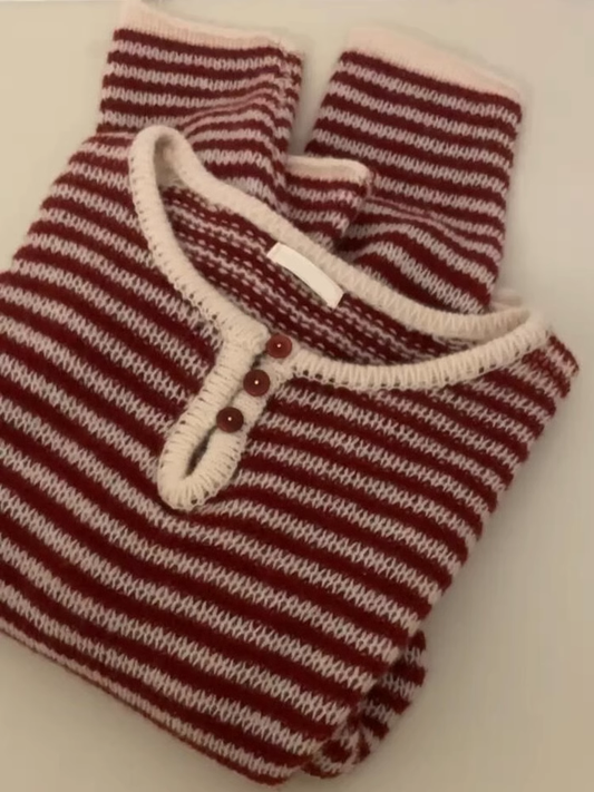 Vintage Red Striped Sweater YM1882