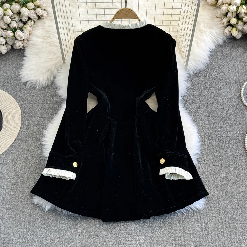 Autumn and winter fashionable velvet vocation dress YM906