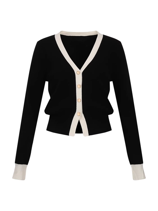 Women's contrast knitted cardigan YM759