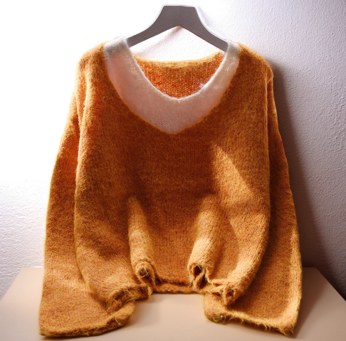 Purple Gentle Style Fake Two-piece Pullover Sweater Women's Loose New Korean Style Ladies Knitted Sweater YM2349