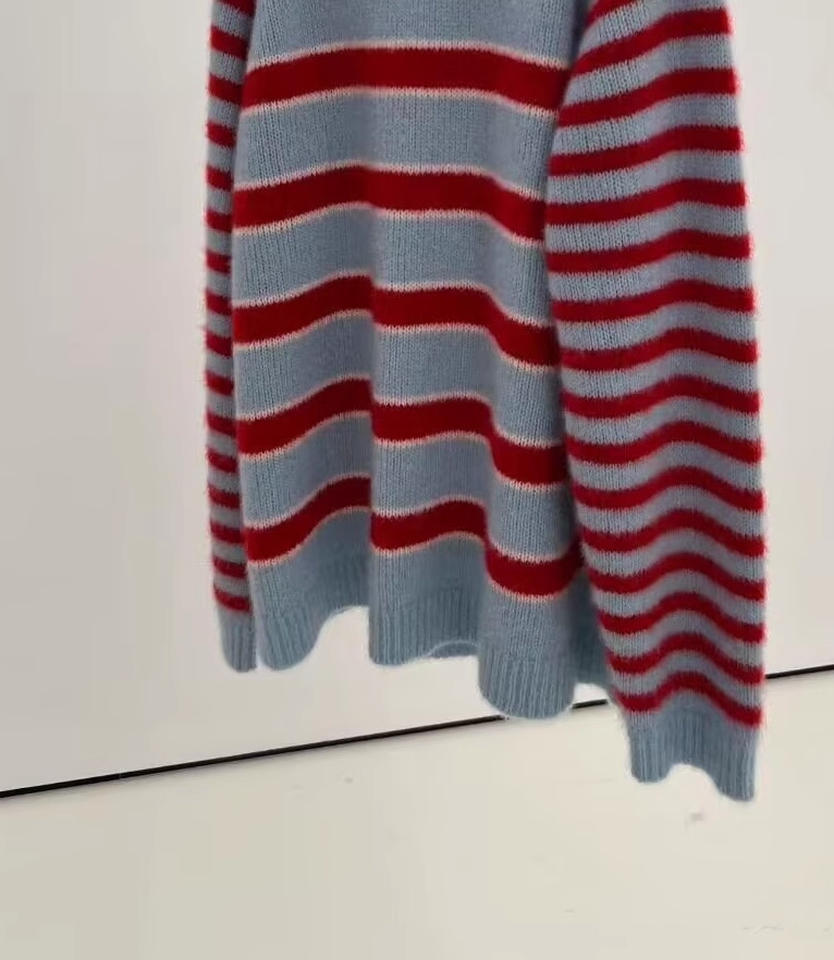 Contrast Color Knit Women's Striped Raglan Pullover Sweater YM1843