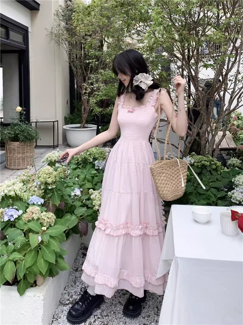 women's summer polka dot suspender dress YM1498