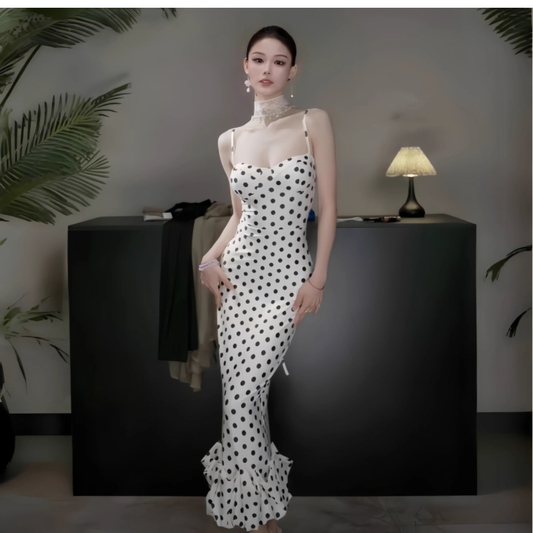 Pretty Spaghetti Straps Sheath Long Party Dress White Vacation Dress YM2202