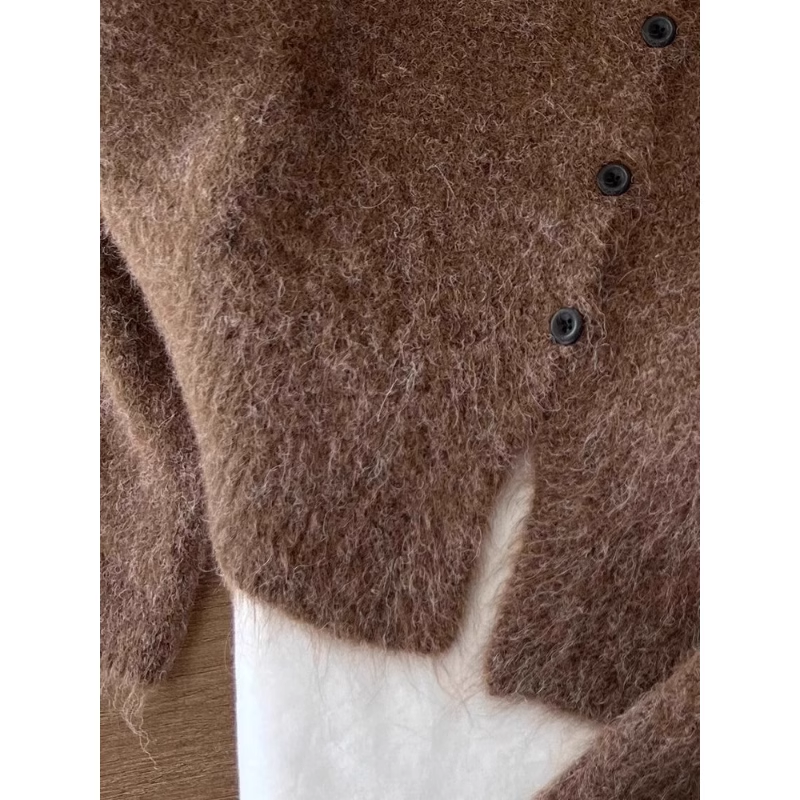 Women's coffee color sweater cardigan sweater temperament coat YM1883